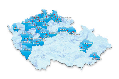 Mapa region� spole�nosti Veolia Voda